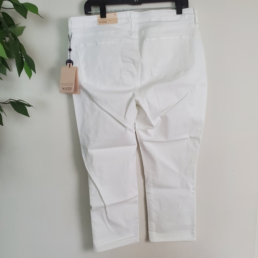 NYDJ Lift Tuck Technology Chloe Capri White Jeans Size 14 - Picture 5 of 14
